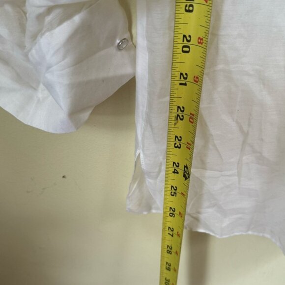 Tahari NEW ELISE Silk Cotton Ruffle Blouse Top Lightweight Sheer Slits Neutral S - Picture 15 of 15